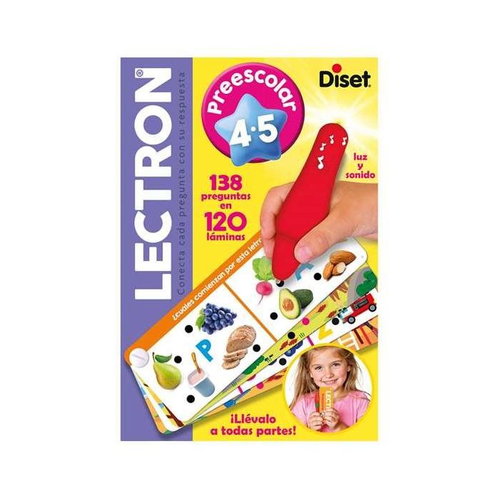 Diset Lectron Lápiz con Luz y Sonidos Prescolar 4-5 Años. 138 Preguntas en 120 Láminas. Juego Educativo Electrónico en Español