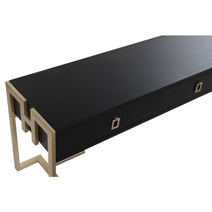 DKD Home Decor Mesa Centro Glam Negro de Madera y Metal 150x36x48 cm con 3 Cajones Desmontable 1 DKD Home Decor Mesa Centro Glam Negro de Madera y Metal 150x36x48 cm con 3 Cajones Desmontable 1