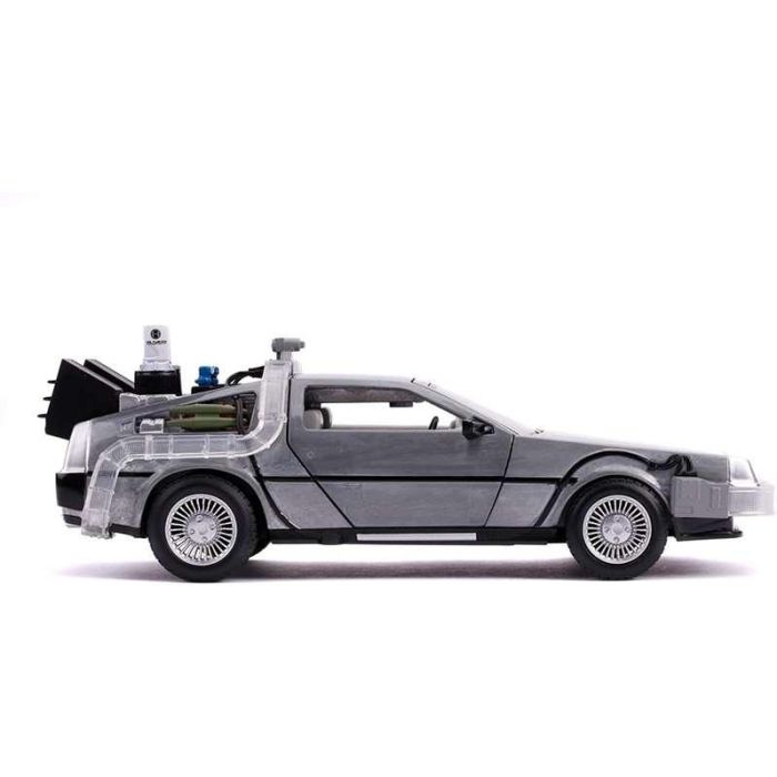 Coche de metal dlorean regreso al futuro ii con luz escala 1:24 30x15x11 cm 2