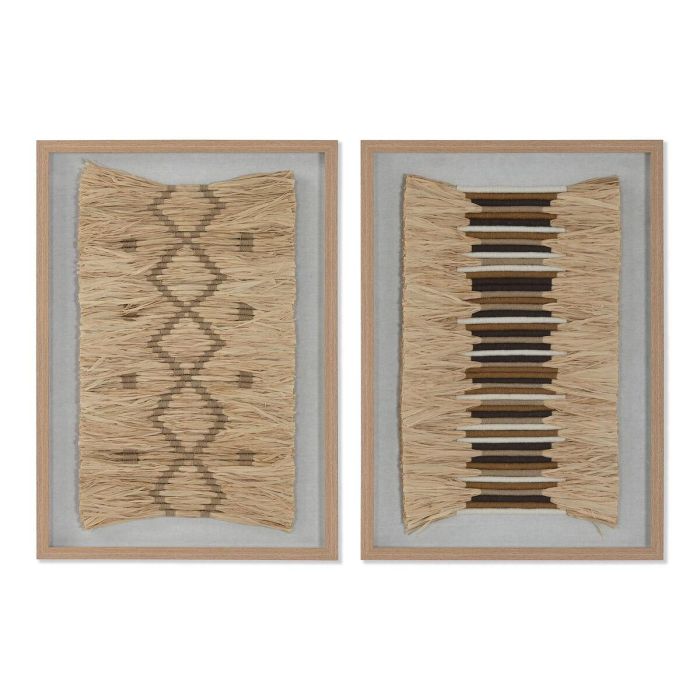 Cuadro Moderno DKD Home Decor Beige Natural 3 x 70 x 50 cm (2 Unidades)