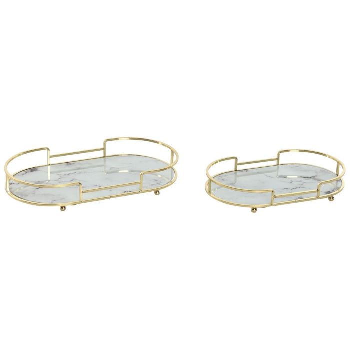 Bandeja Decoracion Moderno DKD Home Decor Dorado Blanco 17 x 5 x 31 cm Set de 2 Bandeja Decoracion Moderno DKD Home Decor Dorado Blanco 17 x 5 x 31 cm Set de 2