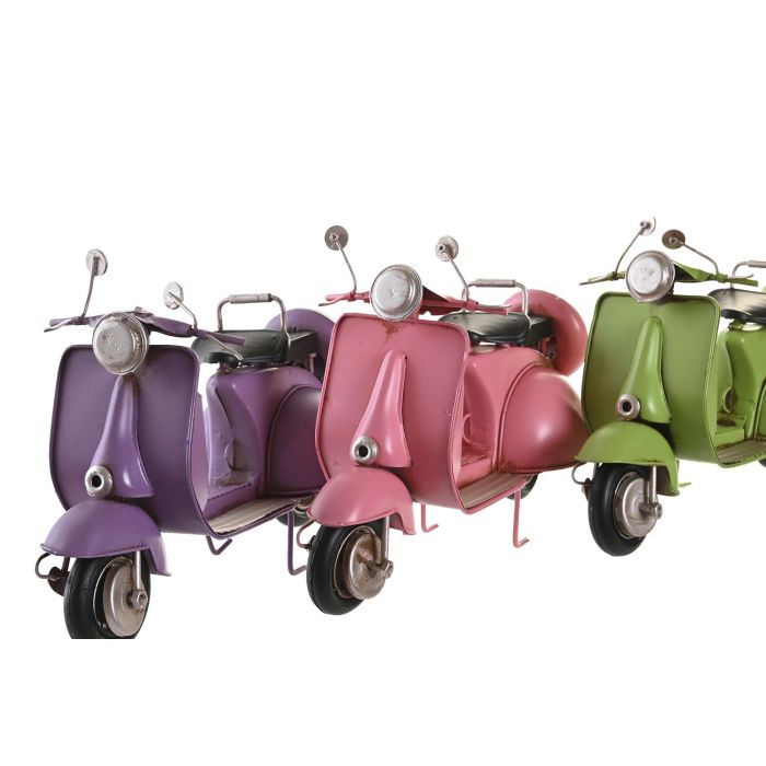 DKD Home Decor Moto Decoración Vintage Metal Verde Lila Rosa 10x17x26 cm (Pack 3 Unidades, Colores Surtidos) 1