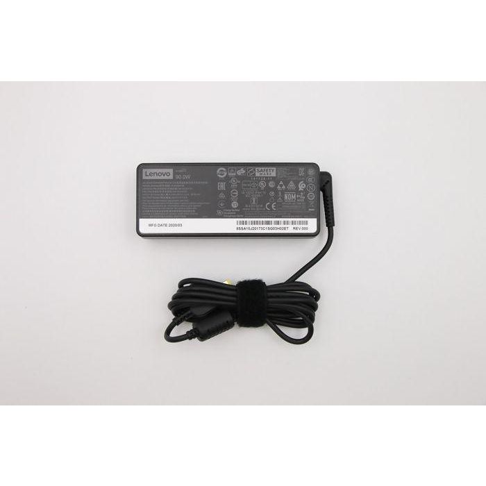 Lenovo 90W AC adapter for Lenovo ThinkPad laptops, input 100-240Vac, 89% efficiency, round tip connector. Lenovo 90W AC adapter for Lenovo ThinkPad laptops, input 100-240Vac, 89% efficiency, round tip connector.