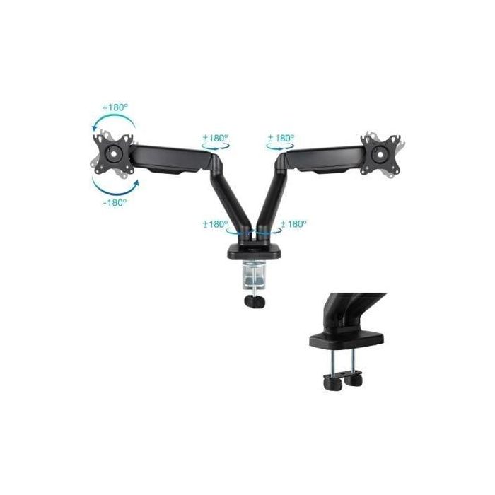 TooQ DB5132TNR-B Soporte de Mesa para 2 Monitores 17-32" hasta 9kg, Giratorio, Inclinable, VESA 75x75 100x100, Negro 2 TooQ DB5132TNR-B Soporte de Mesa para 2 Monitores 17-32" hasta 9kg, Giratorio, Inclinable, VESA 75x75 100x100, Negro 2