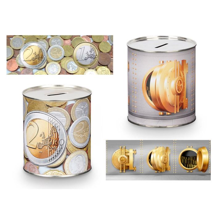 Pincello Hucha de Metal para 1K Monedas con Diseño de Monedas, 10x11x10 cm (12 Unidades) Pincello Hucha de Metal para 1K Monedas con Diseño de Monedas, 10x11x10 cm (12 Unidades)