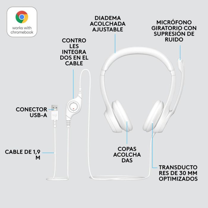 Auriculares Logitech H390 Blanco 4 Auriculares Logitech H390 Blanco 4