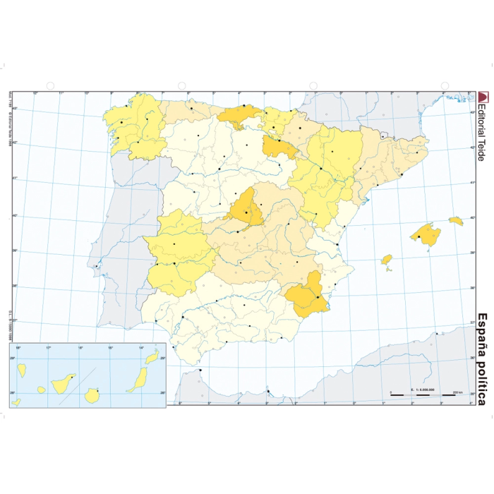Teide Mapa Mudo Color Din A4 España Político 1