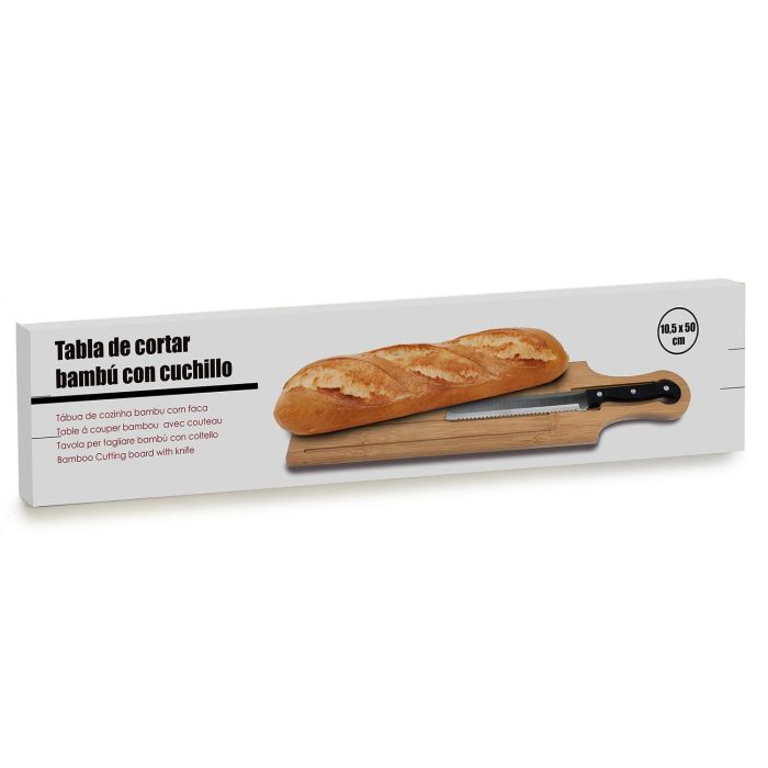 Tabla para cortar pan con asa de bambú y cuchillo Kinvara 50x10.5x2 cm (12 Unidades) 3 Tabla para cortar pan con asa de bambú y cuchillo Kinvara 50x10.5x2 cm (12 Unidades) 3