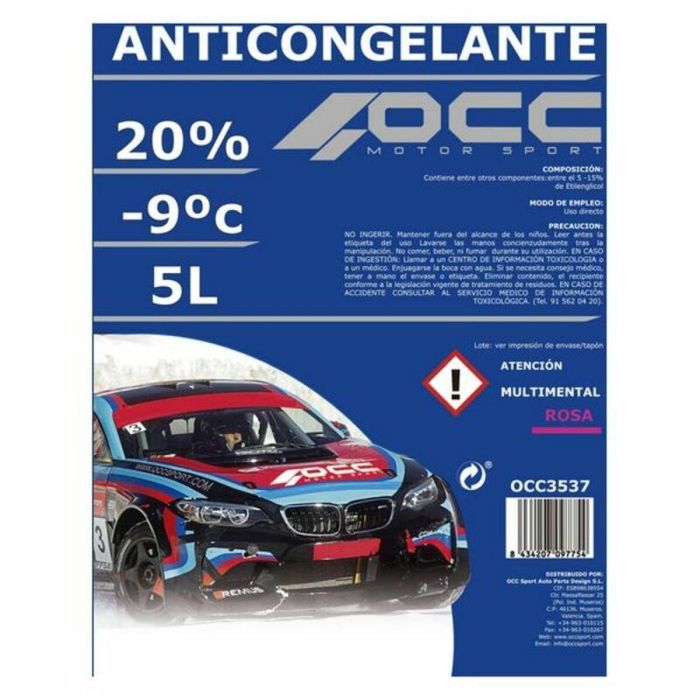 Anticongelante OCC Motorsport 20% Rosa (5 L) 1 Anticongelante OCC Motorsport 20% Rosa (5 L) 1