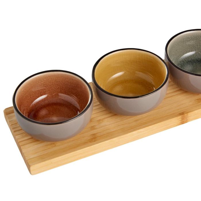 Day Juego De 4 Bols Con Base Madera Day Cuencos Gres Gris Clara Interior Colores Intensos 3