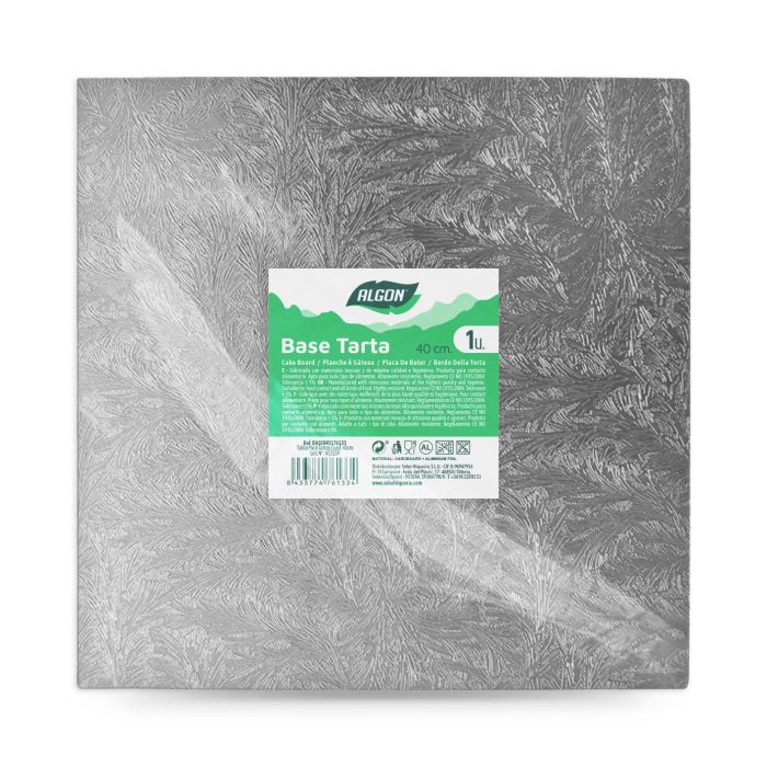 Algon Tabla Para Tartas Cuadrada 40 cm x 40 cm x 1.5 cm (12 Unidades)