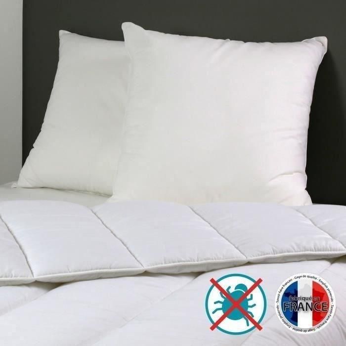 DODO Set de 2 almohadas antiácaros Belle Nuit 60x60 cm blanco 1