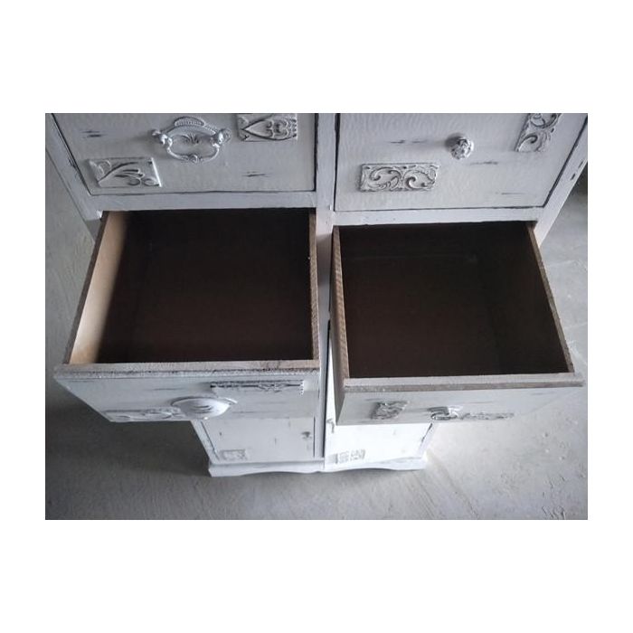 DKD Home Decor Cajonera Romántico Blanco de Madera con 6 Cajones, 2 Puertas y 1 Estantería. Dimensiones: 69x38x130 cm 2 DKD Home Decor Cajonera Romántico Blanco de Madera con 6 Cajones, 2 Puertas y 1 Estantería. Dimensiones: 69x38x130 cm 2