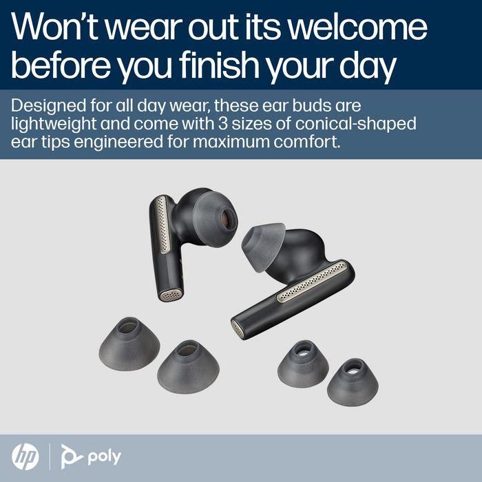 Poly BT700 Voyager Free 60 UC Auriculares In-ear Inalámbricos ANC Carbon Black con Adaptador USB-A y Estuche de Carga Básico 4