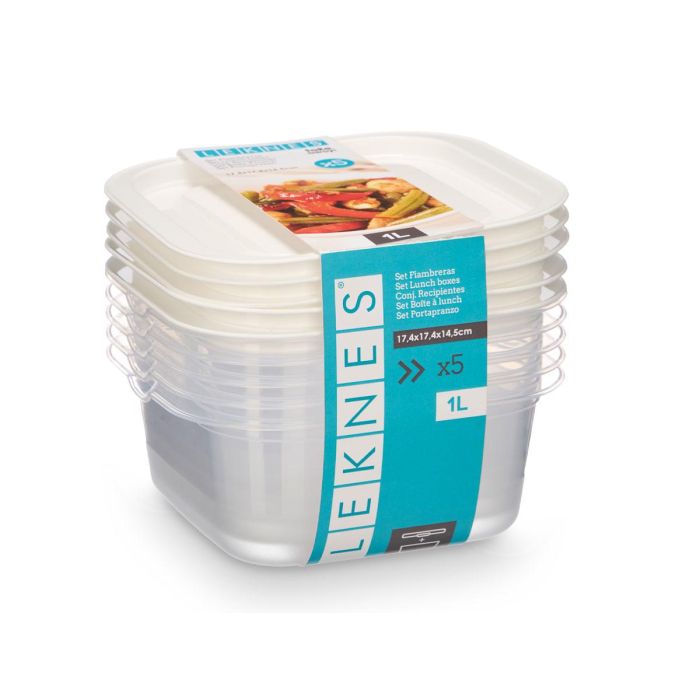 Set 5 Fiambreras Plastico Cuadradas 1000Ml Leknes 15X14CM (12 Unidades) 2 Set 5 Fiambreras Plastico Cuadradas 1000Ml Leknes 15X14CM (12 Unidades) 2