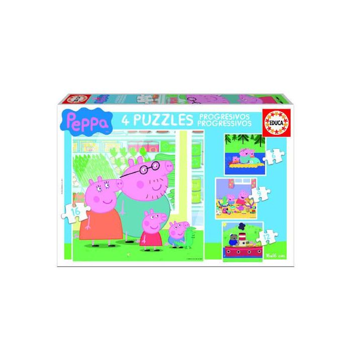 Educa Borras Puzzle Progresivo Peppa Pig 6-9-12-16 Piezas 16x16cm