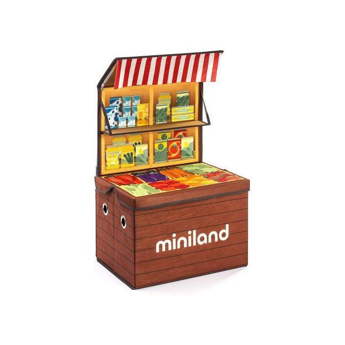 Miniland 97099 Market Box - Baúl de tela educativo con frutas y verduras, fácil de lavar y transportar, para niños 0 Miniland 97099 Market Box - Baúl de tela educativo con frutas y verduras, fácil de lavar y transportar, para niños 0