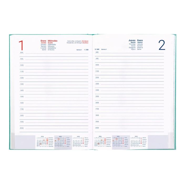 Agenda Encuadernada Liderpapel Creta 170x240 mm 2025 Dia Pagina Color Turquesa Papel 70 gr 6