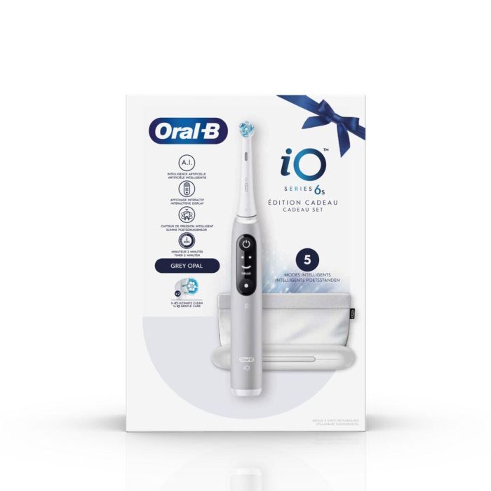 Oral-B ORA4210201427360 iO 6S Cepillo de Dientes Eléctrico Gris con Bluetooth, 2 Cabezales y Estuche de Viaje 2