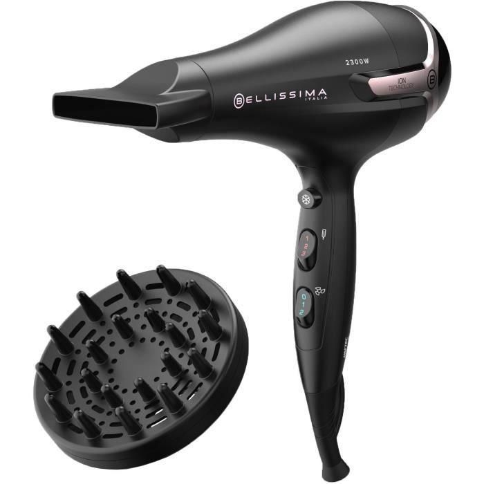 Bellissima IME8007403115234 Secador de pelo Ionic S9 2300W, 2 velocidades 3 temperaturas, Difusor y Concentrador para Cabello Liso y Ondulado Bellissima IME8007403115234 Secador de pelo Ionic S9 2300W, 2 velocidades 3 temperaturas, Difusor y Concentrador para Cabello Liso y Ondulado