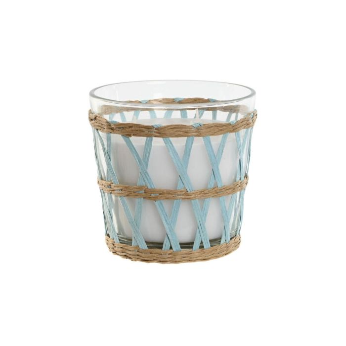 Vela Mediterraneo DKD Home Decor Azul Celeste Natural 13.5 x 12.5 x 13.5 cm