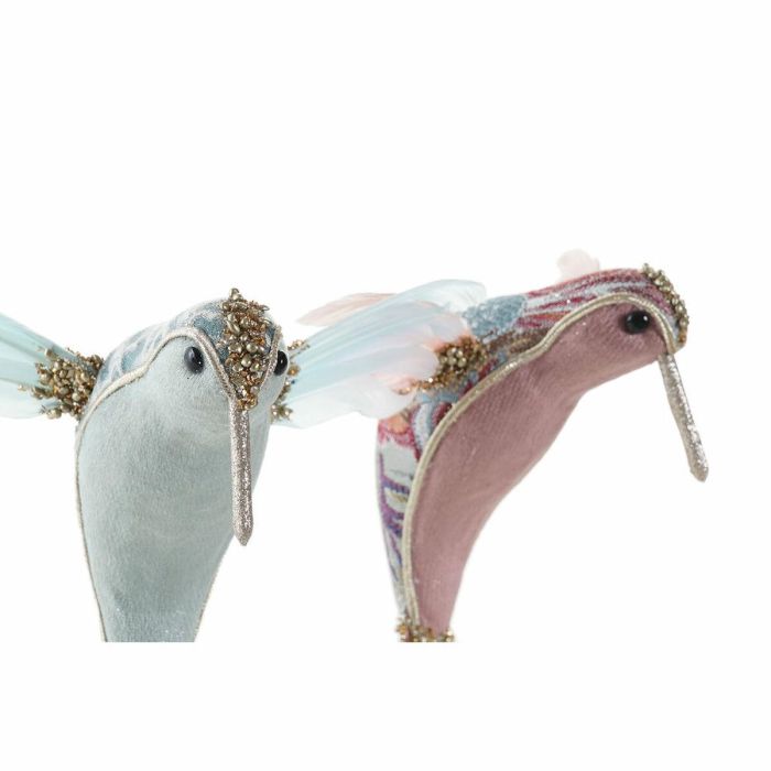 Figura Navidad Fantasia DKD Home Decor Rosa Palo Azul Celeste 10 x 18 x 19 cm (2 Unidades) 1