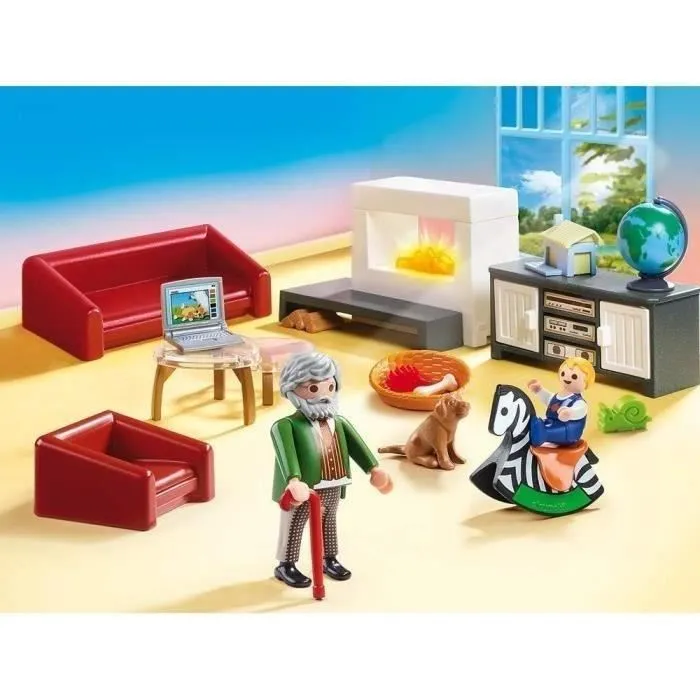 Playmobil Casa de Muñecas Salón con Abuelo, Nieto y Muebles