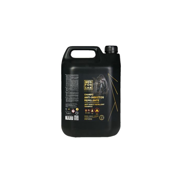 Men For San Champú Antiinsectos Repelente para Caballos con Citronela y Geraniol 5 L - Elimina Pulgas Garrapatas Piojos y Mosquitos, pH Neutro
