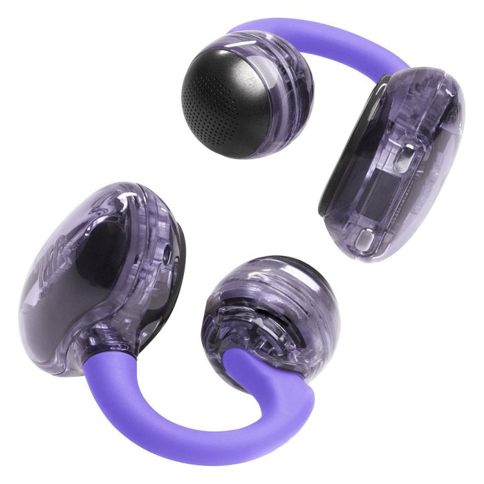 JBL Soundgear Clips TWS Auriculares Open-Ear Inalámbricos con Gancho, Bluetooth 5.4, IP54, Batería 32h, Color Ghost Purple