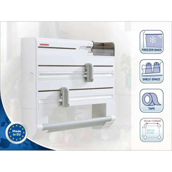 Leifheit Parat Plus Dispensador de 3 Rollos - Blanco y Gris 1