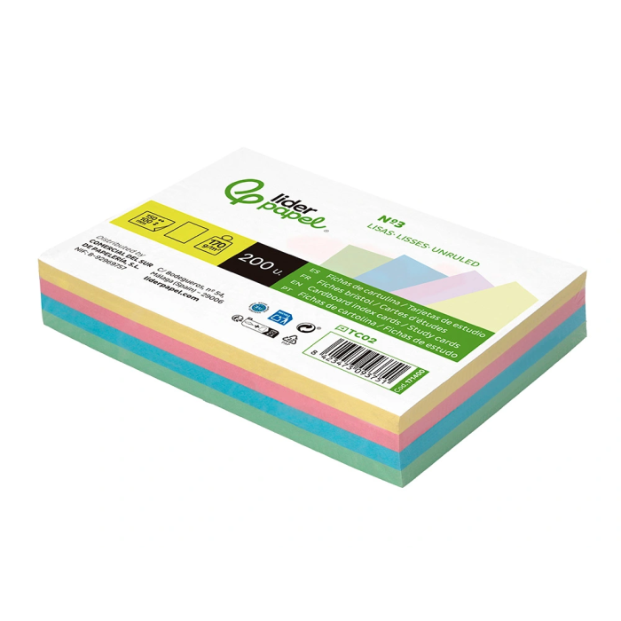 Liderpapel Tarjetas de Estudio Lisas Color Pastel 170gr 100x150mm Paquete 200 Unidades 5