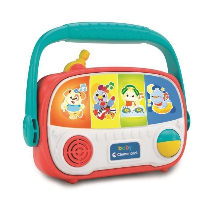 Clementoni 17524 Baby Radio Centro de Actividades Musical con Animales Multilingüe para Bebés +6 Meses