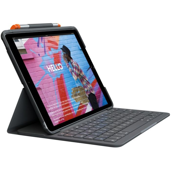 Teclado Bluetooth Logitech Slim Folio Negro Gris Grafito Alemán QWERTZ 1