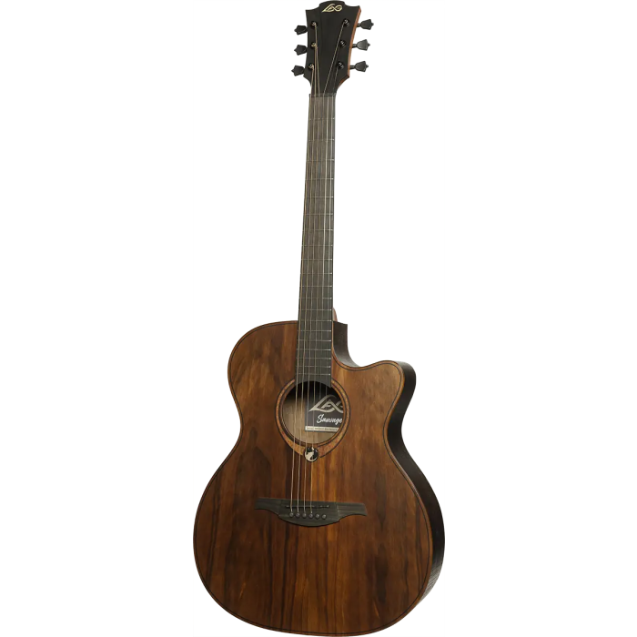 LAG Guitarra Acústica Auditorium Cutway A/E Sauvage Especia Electroacústica Folk Tapa Sólida Brankowood Acabado Satinado Relic Cutaway 1