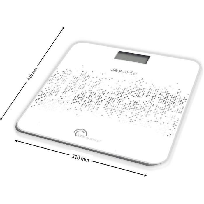 Little Balance Báscula de baño digital de voz parlante 180 kg / 100 g con Gran pantalla LCD de Vidrio templado en color Negro 1 Little Balance Báscula de baño digital de voz parlante 180 kg / 100 g con Gran pantalla LCD de Vidrio templado en color Negro 1