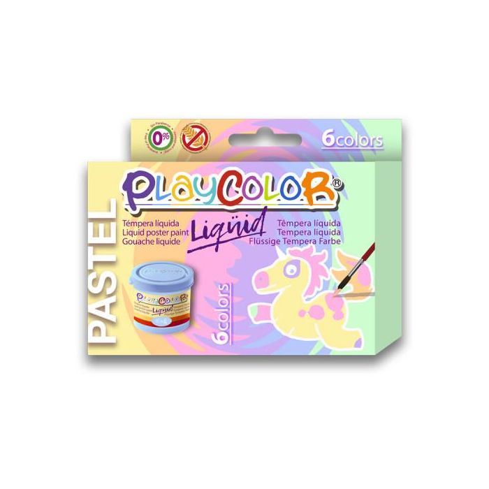 Tempera Liquida Playcolor Liquid Pastel 40 mL Caja De 6 Unidades Colores Surtidos