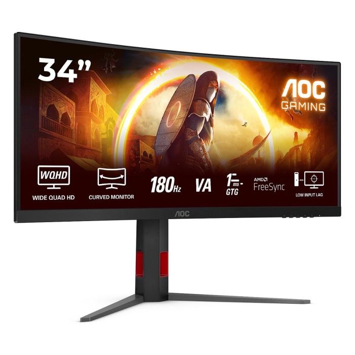 AOC CU34G4 34" (3440x1440) FastVA 180Hz 0.5ms Curvo HDR10 FreeSync Premium HDMI DisplayPort Gaming Monitor Negro 1