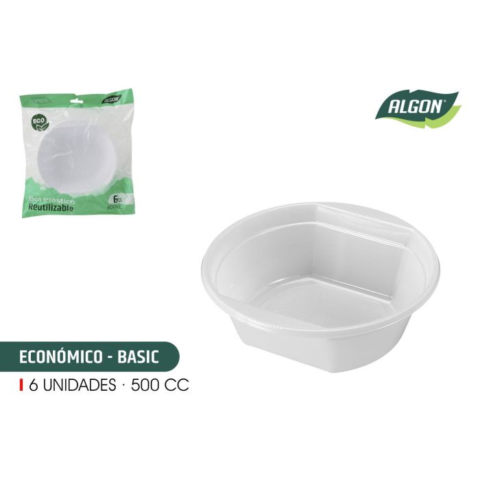 Algon Set de 6 Bolsas de Plástico Ecológicas 500 cc (36 Unidades)