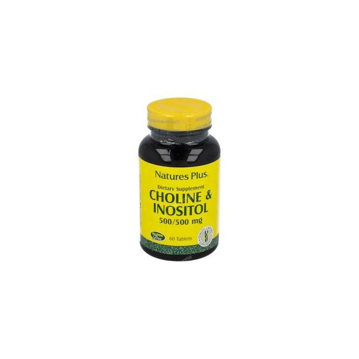NATURES PLUS Colina + Inositol 500 mg, 60 Comprimidos para Metabolismo y Función Hepática