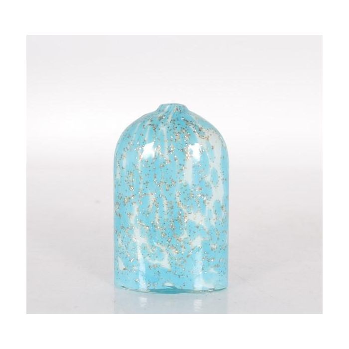 DKD Home Decor Jarrón Mediterráneo de Cristal Azul, Largo 7.5 cm x Ancho 12 cm x Alto 21.5 cm