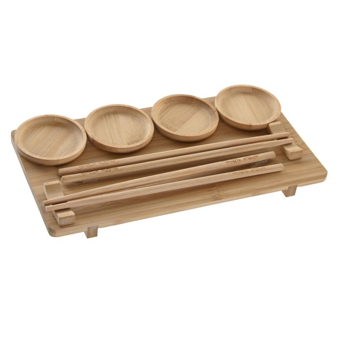 DKD Home Decor Sushi Oriental de Bambú Natural – Set de 10 Piezas de 24 cm de Largo, Peso 1 kg