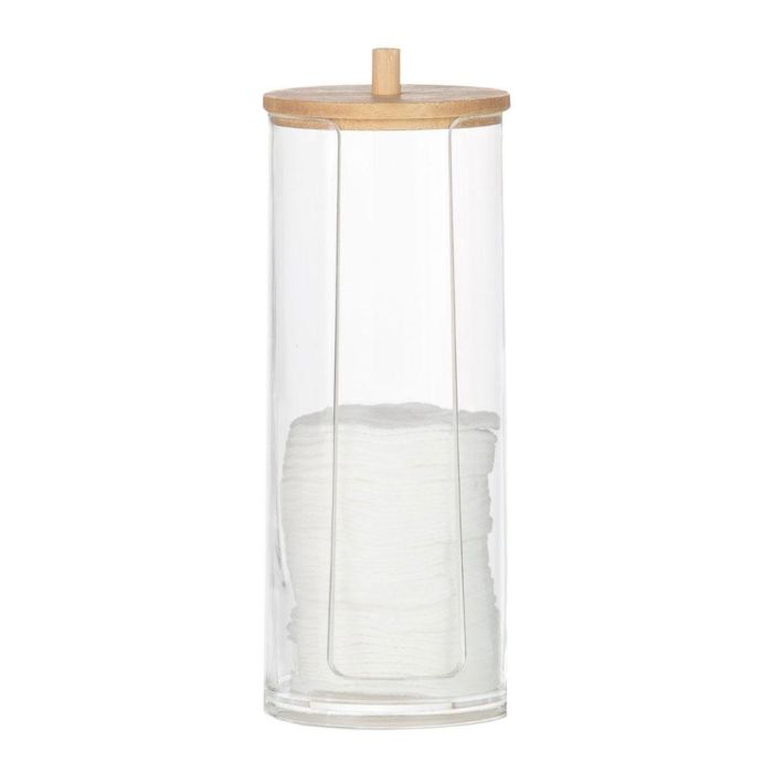 Andrea House Bote de baño algodonero acrílico ba72113, Ø7x17cm, transparente/bambú, organizador discos algodón 1 Andrea House Bote de baño algodonero acrílico ba72113, Ø7x17cm, transparente/bambú, organizador discos algodón 1