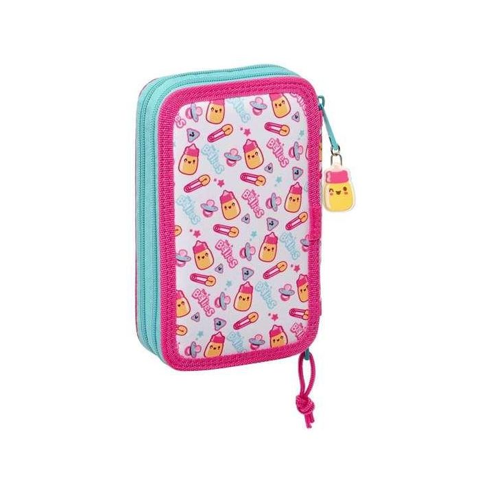 Plumier Doble The Bellies Blanco Morado Turquesa 12.5 x 19.5 x 4 cm (28 piezas) 7