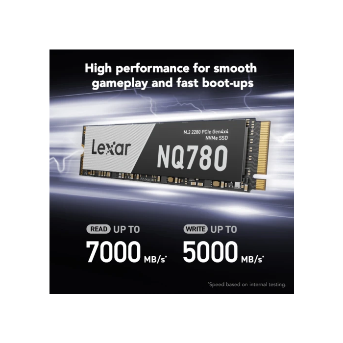 Lexar NQ780 LNQ780X001T-RNNNG SSD Interno 1TB PCIe Gen 4x4, NVMe, 7000/6000MB/s Lectura/Escritura para Ordenador y Portátil