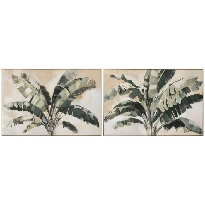 DKD Home Decor Cuadro Tropical Palmera Verde Marrón 122.5x82.5 cm (2 Unidades) Lienzo y PS