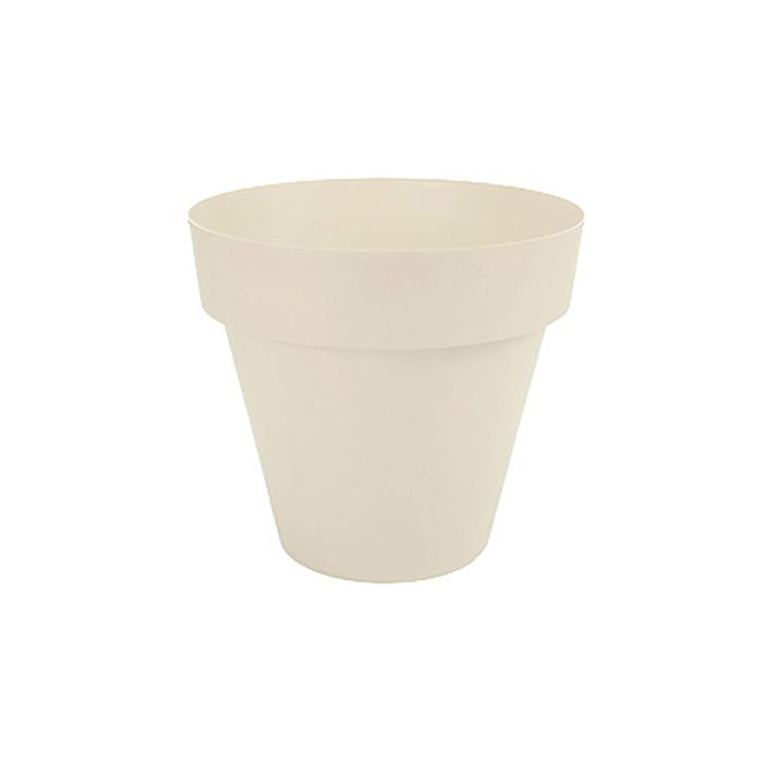 Plastiken Tes Maceta de Inyección Ø14cm Color Ecru en Polipropileno, Resistente a los Rayos Solares