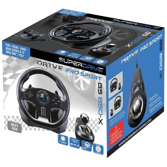 Subsonic GS850-X Volante de carreras con cambio manual y 3 pedales, levas para PS4 / Xbox 4