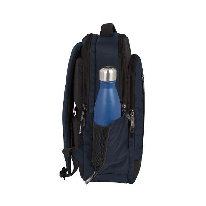 Safta business Mochila escolar para ordenador portátil de 15,6 pulgadas, Negro-Azul-Gris, 290x150x440 mm