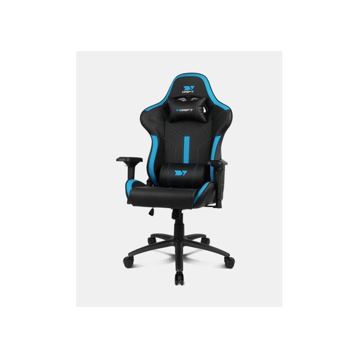 Drift DR350BL Silla Gaming Ergonómica con Reposabrazos 4D, Pistón Clase 4, Cojín Lumbar y Cervical, 150kg, Negro/Azul