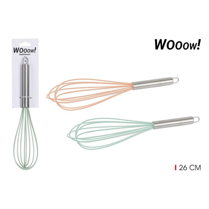 Batehuevos de acero inoxidable y silicona 26 cm - Wooow (36 Unidades) Batehuevos de acero inoxidable y silicona 26 cm - Wooow (36 Unidades)
